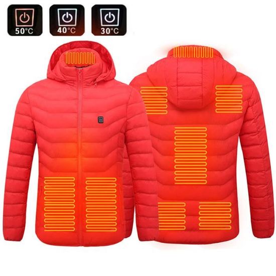 Veste Chauffante USB Homme JIANGML - 11 Zones Chauffantes - Pour Ski, Randonnée, Moto (Sans Batterie)