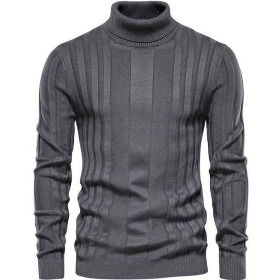 Pull Homme Col Roulé Chic et Tendance Tricot Pullover Sweater Ajusté ...