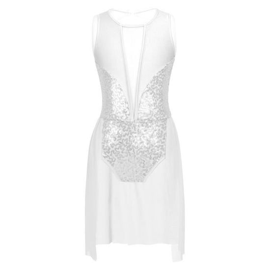 Robe De Danse Ballet Latine Pour Fille 6-16 Ans – Paillettes Brillantes, Dos Nu – Tissu Léger Et Respirant – Pour Spectacle, Compétition, Fête