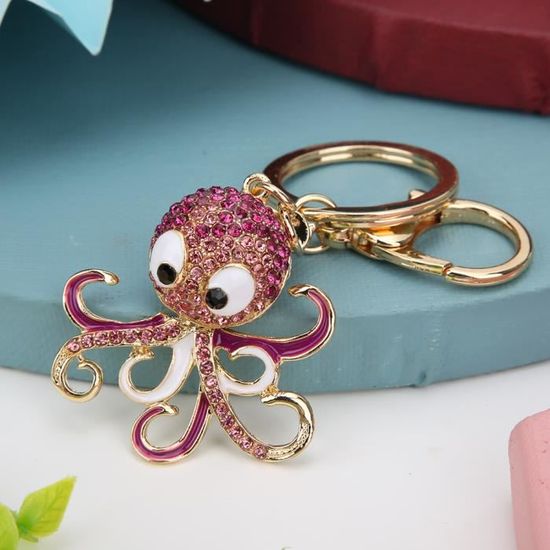 Vaguelly Porte-clés En Peluche Pieuvre Mignon Kawaii Accessoire Pour