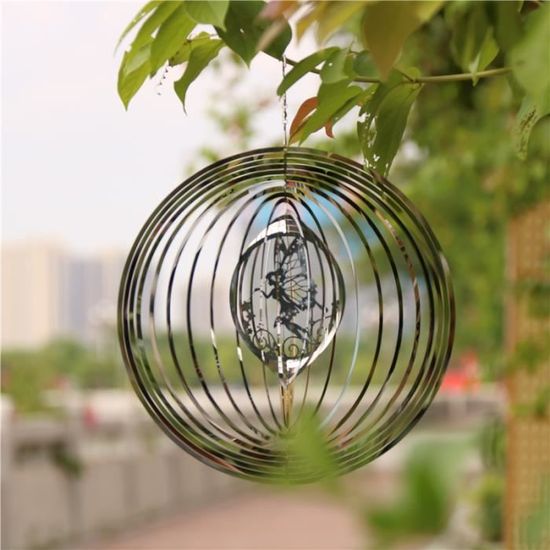 Décoration du jardin,3D métal rotation vent carillon tourbillon mobile  rotatif suspendus décor à la maison chambre - Type W009