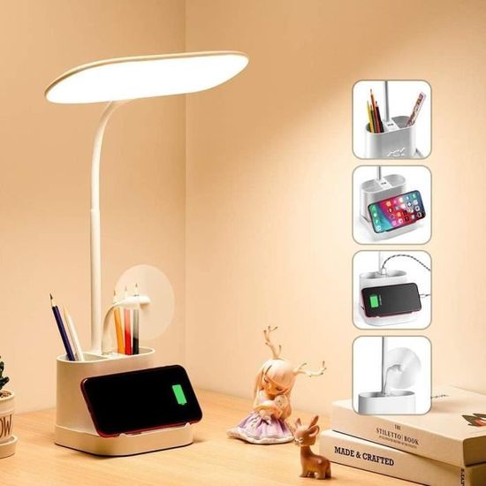 AALA lampe de bureau, lampe bureau con 3 niveaux de lnosité dimmable, Lampe  de Bureau sans Fil, lampe led bureau Rechargeable, C230 - Cdiscount Maison