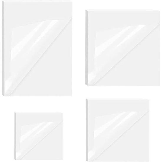 Memo Pad étanche PET Notes Autocollantes Transparentes Brencco - 300 Feuilles PET Réutilisables - 75x75mm Postit Transparent