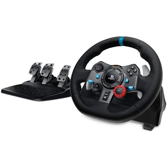 Logitech G29 Driving Force Compatible PS4, PS3 et PC, Prise UK, Retour de Force à Deux Moteurs, 150 Mo d'espace Disque, Levier de