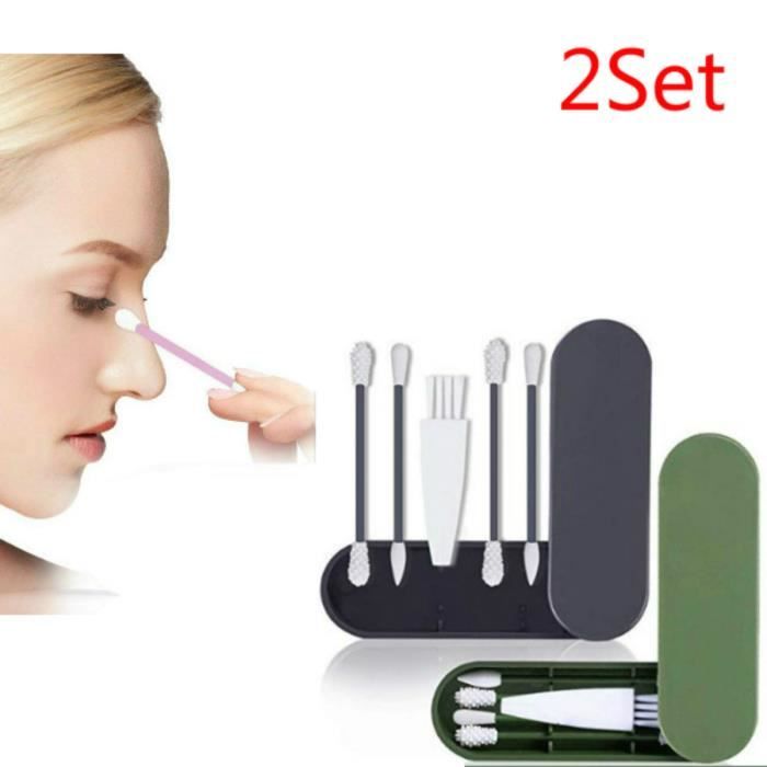 Coton Tige Réutilisable, Coton-Tige Lavable Ècologique Cotons Tiges Silicone Nettoyage Swab, Outil De Beauté Portatif Avec La Boîte