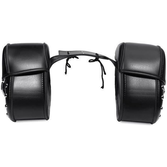 Sacoche Latérale Moto Sac De Selle Sacoche en Cuir Universel Moto Sac De Selle De Moto en Cuir Noir pour Harley,48x16x30cm