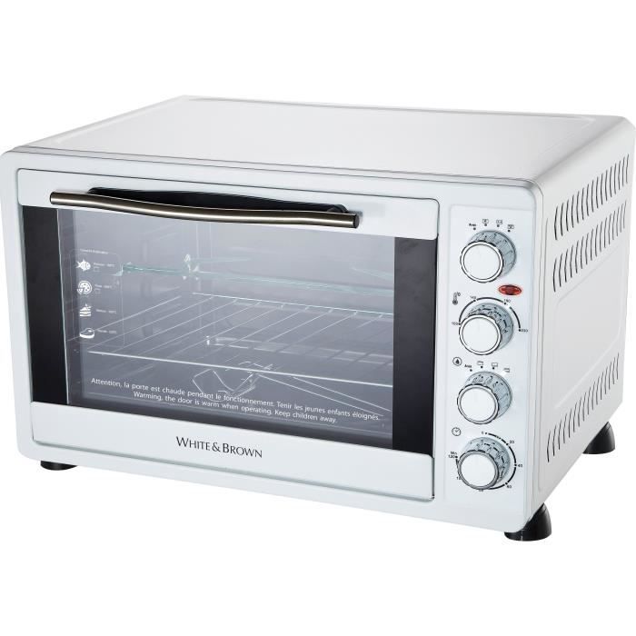 WHITE & BROWN MF 63-Mini four-55 L-2200 W-Voûte, sole ou convection-Rotissoire et chaleur tournante-Blanc