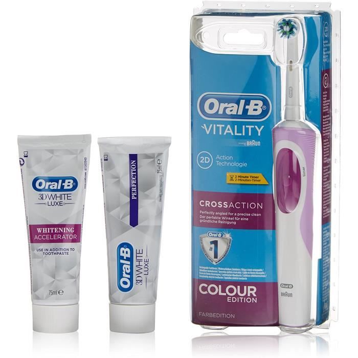 Brosses à dents électriques Oral-B Brosse à dents électrique avec dentifrice 3D White + dentifrice 3D White Luxe 88264