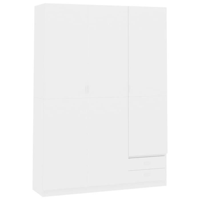 Armoire de rangement Garde-robe Armoire de chambre armoire à linge à 3 portes Blanc brillant 120x50x180 cm Aggloméré