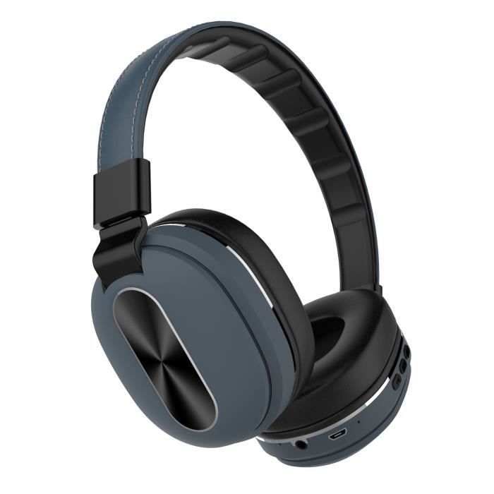 Casque Bluetooth sans fil Gaming Sports Running Casque Carte Musique Ordinateur Téléphone portable Bleu