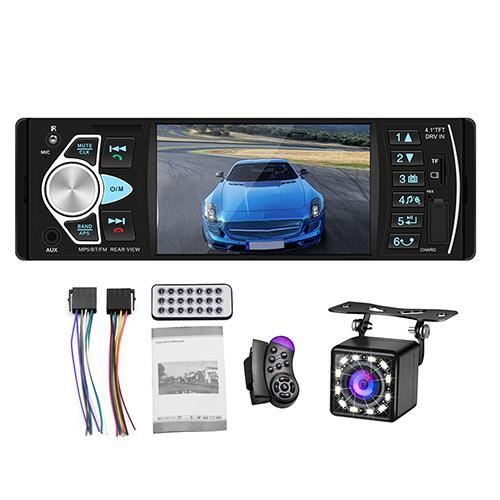 1 Din voiture MP5 lecteur Radio FM avec contrôleur de volant 1DIN Autoradio Bluetooth USB AUX Support - Type with 12led camera