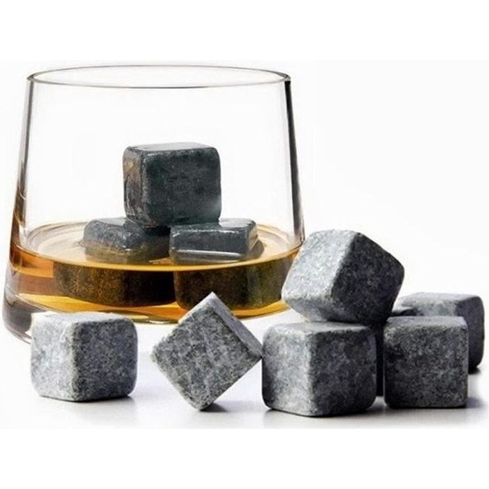 9 Pierres à Whisky - En pierre naturelle de stéatite - Glaçons Rafraichissants