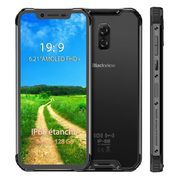 Smartphone Blackview BV9600 Pro Étanche IP68 6Go+128Go Écran 6.21- AMOLED Helio P60,Téléphone portable 4G Débloqué 16MP caméra