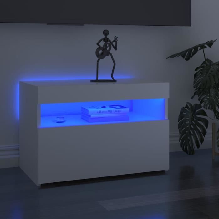 Liya Meuble TV avec lumières LED Blanc brillant 60x35x40 cm
