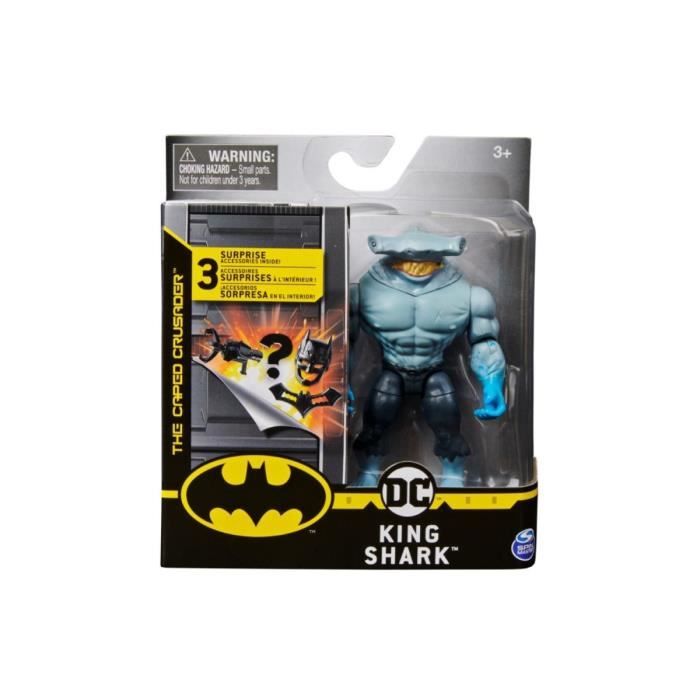 Coffret Figurine King Shark 10 cm avec 3 Accessoires Mystere - DC 1ere Edition - Super Heros - Jouet Garcon