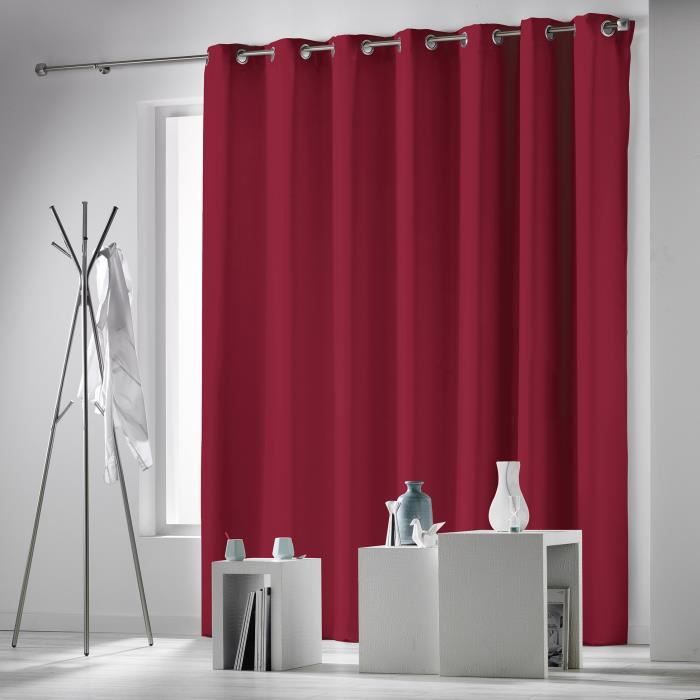 CDaffaires Rideau a oeillets 280 x 260 cm occultant uni occulteo Rouge