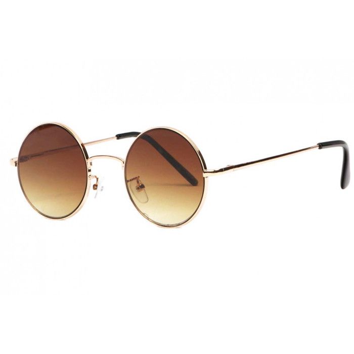 Lunettes de soleil rondes marron monture dorée homme et femme Ocky - Taille unique - Marron
