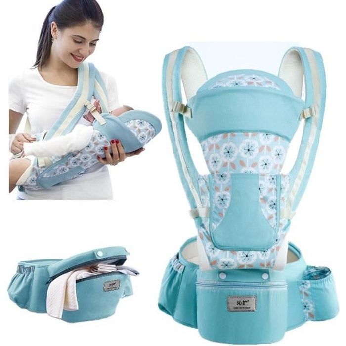 0-48 Mois Porte-bébé Multifonctionnel Ventral et Dorsal Voyage Facile Pour Les Bébés Doux Sécurité Pratique - Vert