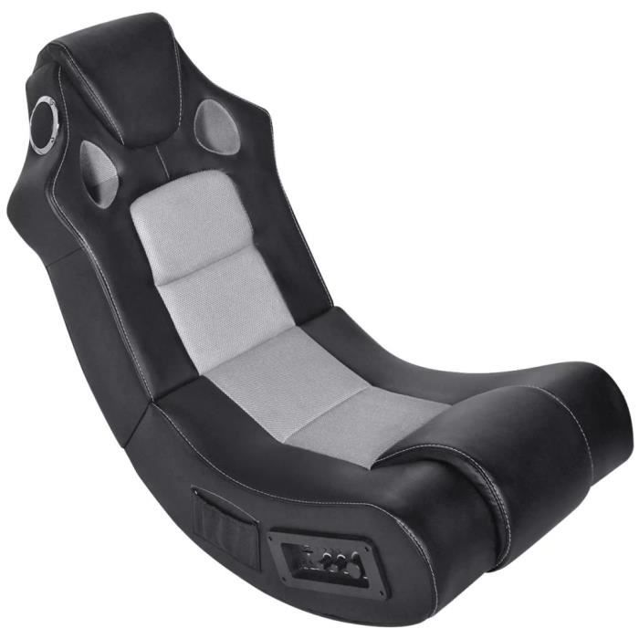 Fauteuil à bascule enceinte en cuir synthétique Fauteuil Scandinave Fauteuil relax Fauteuil Relaxation Massage Noir Gris