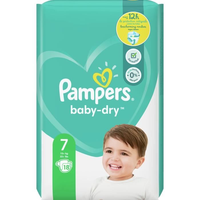PAMPERS Baby-Dry Taille 7, 18 Couches