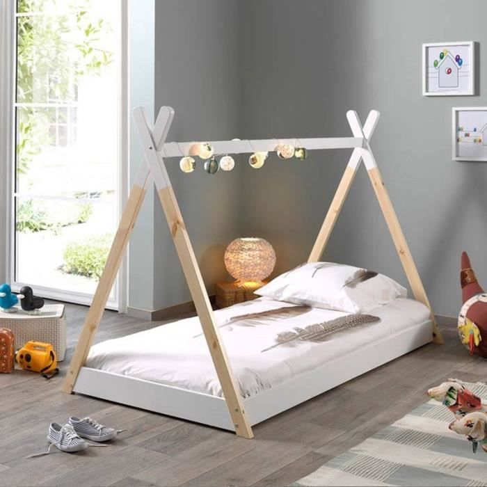 Lit Enfant Design -tipi- 90x200cm Blanc - Paris Prix