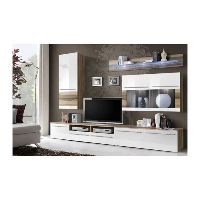 Meuble TV design LOUMA + LED pour votre salon. Blanc