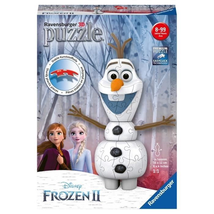 LA REINE DES NEIGES 2 Puzzle 3D forme 54 pièces - Olaf - Ravensburger - Puzzle enfant 3D sans colle - Dès 6 ans