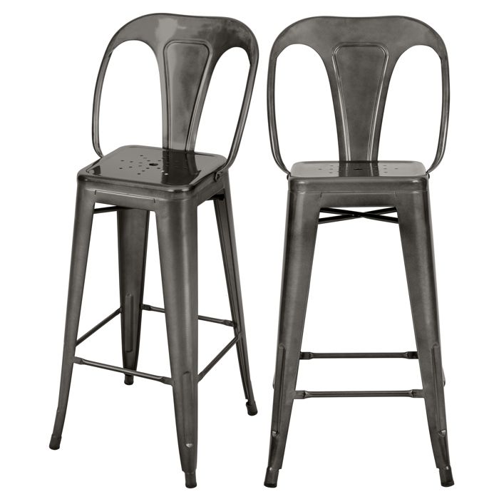 Chaise de bar Indus gris anthracite 66 cm (lot de 2)