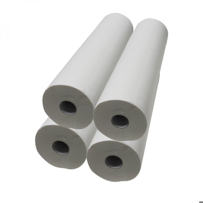Lot de 4 draps d'examen blanc 60cm x 50m - 34g-m2 double épaisseur aspect gaufré 100% pure ouate - Vivezen