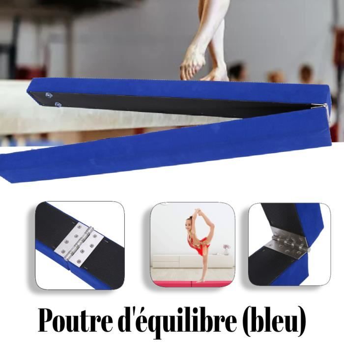 Poutre d'équilibre pliante de gymnastique de yoga bleu avec pieds en acier inoxydable longueur pliée de 1,1 m BOS40