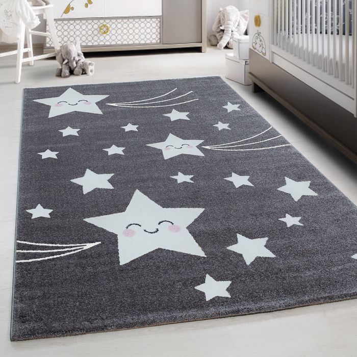 Tapis Pour Chambre D'Enfant Carte Du Monde Blanc 100 X 150 Cm - Décoration Douce Et Éducative