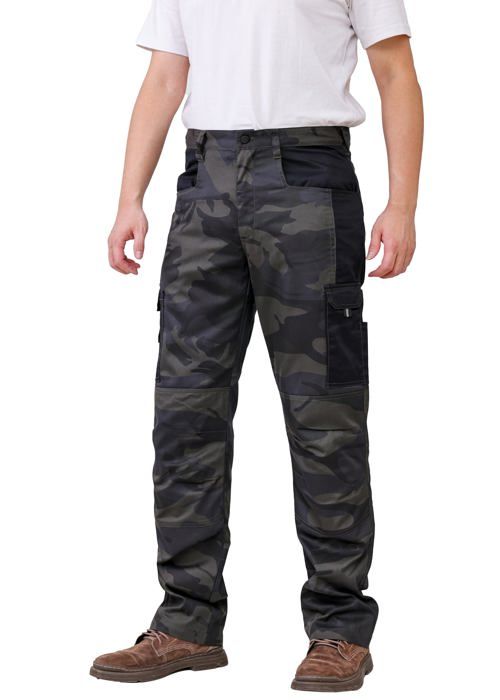 Work idea Pantalon de Travail Homme - Pantalon Camouflage Pantalon Cargo Homme avec Poches Genoux interieures
