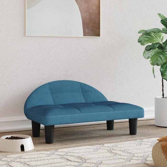 vidaXL Lit pour Chien Canapé pour Animaux de Compagnie avec Cadre en Bois Panier pour Chiots Maison Intérieur Bleu 171938