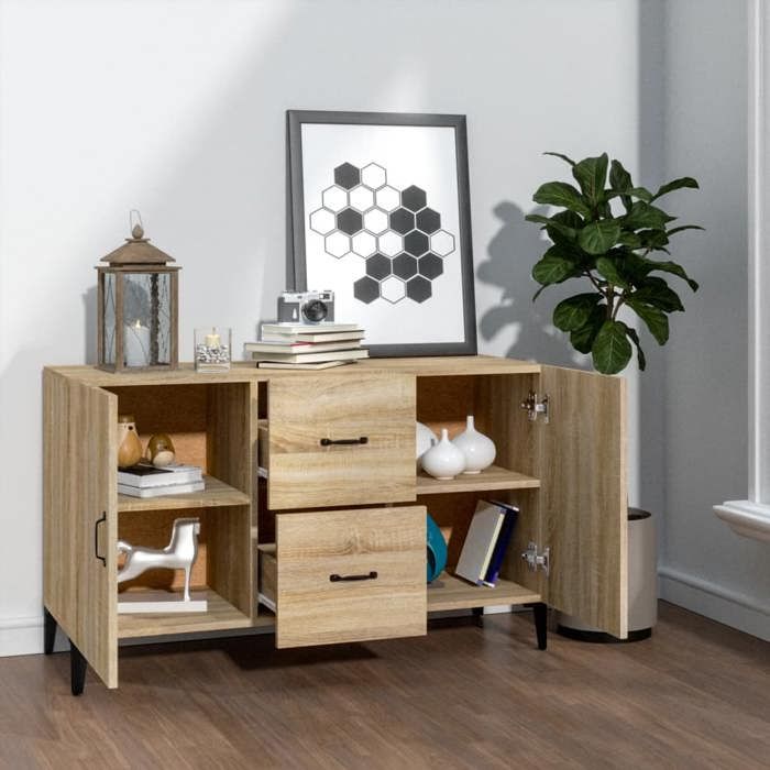 Commode/Buffet contemporain chêne sonoma 100x36x60 cm bois dingénierie LL0000143603