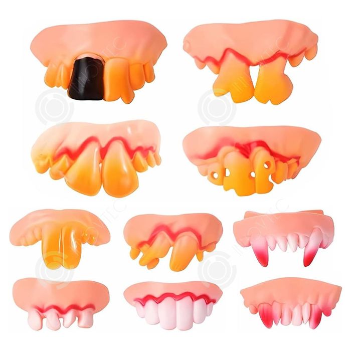 Jingyukj 4 Paires Dents De Vampire Adulte Avec Gel Dentaire - Faux Crocs Réalistes Halloween
