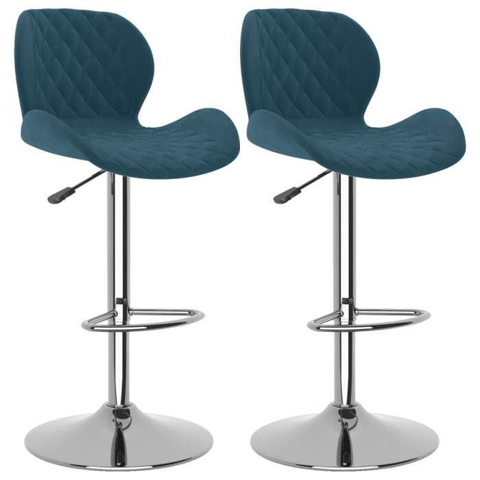 Chaises de bar CLOUD lot de 2 Tabourets Hauts Siège Haut bleu velours LV843