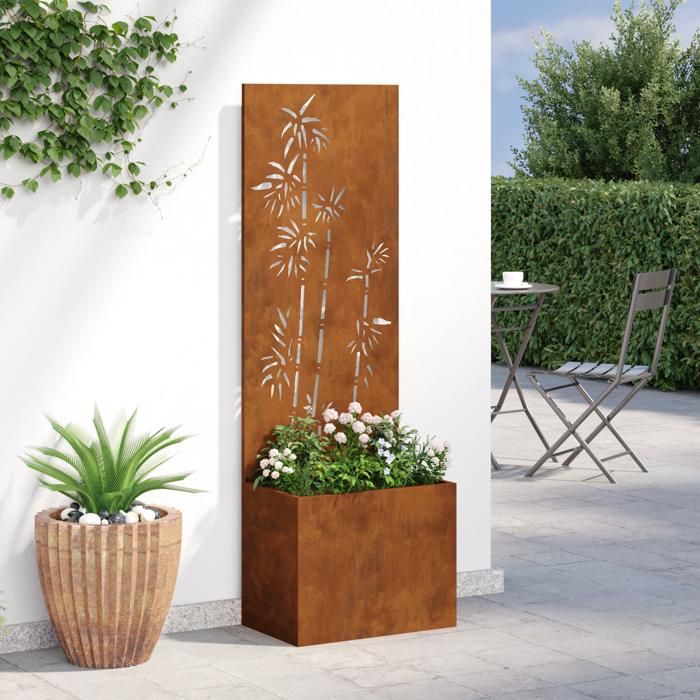 Moderne Jardinier avec Panneau - Jardinière paravent extérieur Décoratif Rouillé 50 x 140 cm@FR(5645477)