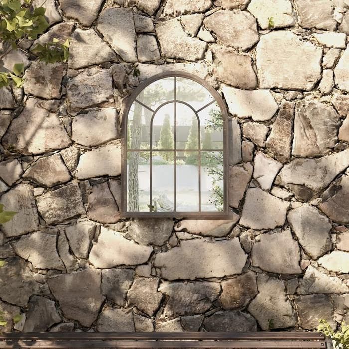 ABBO-SALE* Miroir de jardin - Miroir couloir Décoratif JILLS -Sable 60 x 45cm Fer pour utilisation e x térieure SOL685921