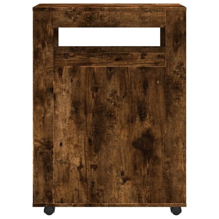 Moderne Armoire de salle de bain étroite BURKE Meuble WC à roulettes chêne fumé 65x23x90 cm AA1190