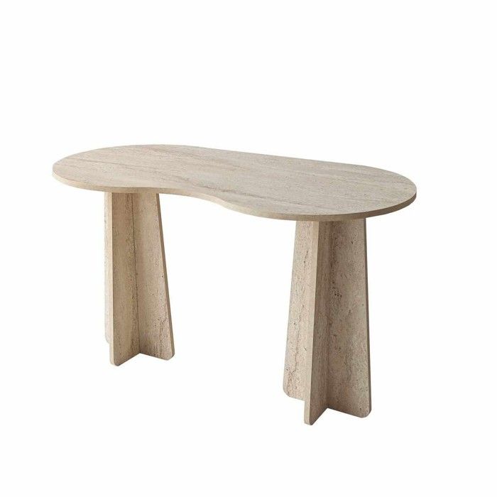 CALICOSY - Bureau avec plateau de forme organique L120 cm COMO - Travertin