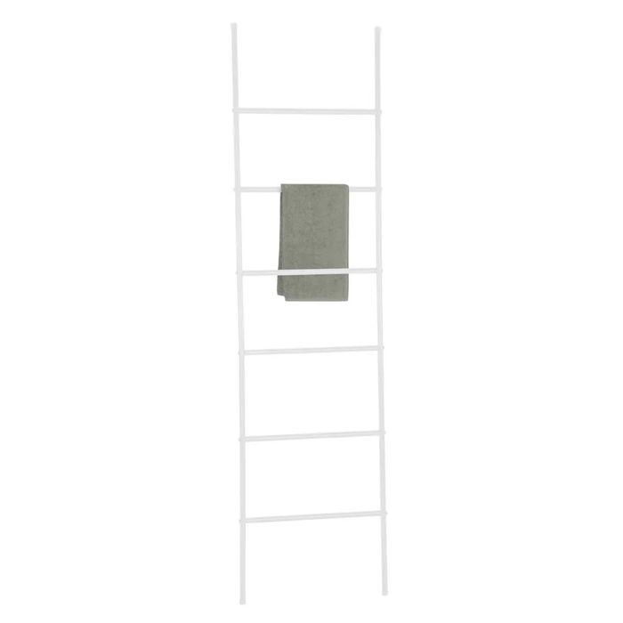 Porte-serviettes - JUANIO - étagère échelle 6 barres - métal blanc - L21 x H170 cm - 6 serviettes