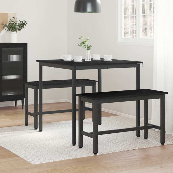 (NEW 2026)Table cuisine(Rectangle)SOLOMONNoir Table de salle à manger - FAFA-TOP - Meuble de salon - / Table de repas 80x80x75 cm