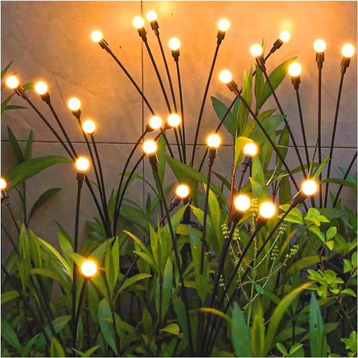 Lot 2 lampes solaires jardin LED oscillantes blanc chaud étanche pour allée terrasse décoration extérieur flexible durable