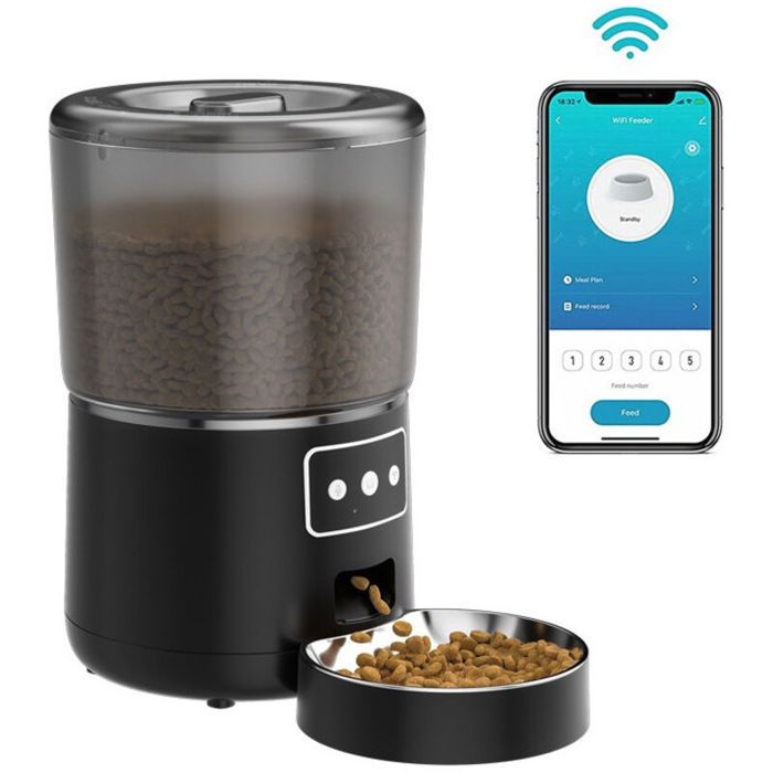 Distributeur automatique de nourriture pour chat 4L distributeur de nourriture pour chat et chien application connectée noir