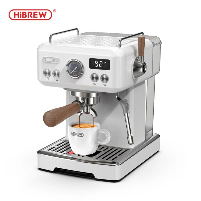 Machine à Espresso Semi Automatique HiBREW Vapeur Puissante Température Réglable Réservoir 18L avec Tamper et Tasse - Hibrew