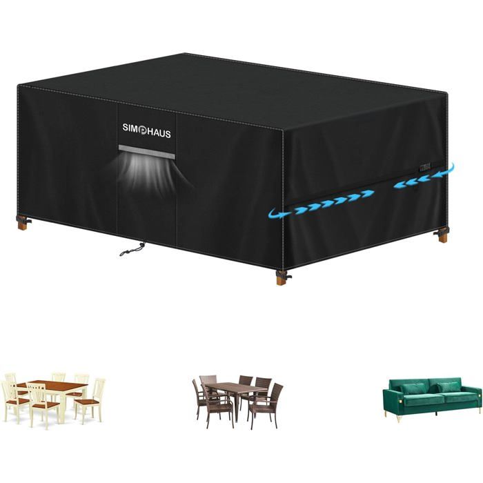 Housse de Table de Jardin Extérieur Housse Protection Ensemble Table Chaise Jardin Housses pour Table de Jardin Rectangulaire