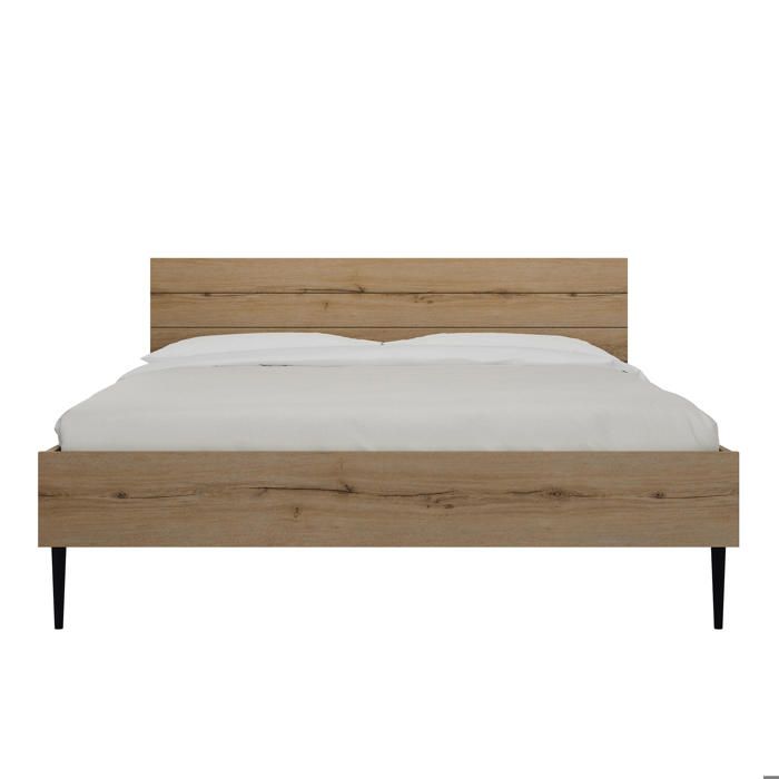 Lit double lucian 160cm x 200cm effet bois chêne marron Lit double lucian 160cm x 200cm effet bois chêne marron