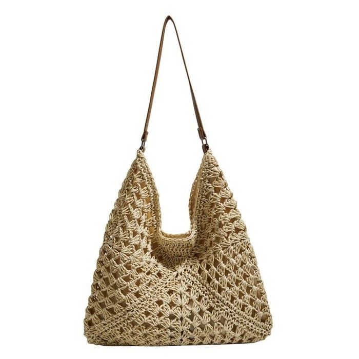 Sac à main femme – Paille naturelle bandoulière courte style chic – Parfait pour les voyages Kaki