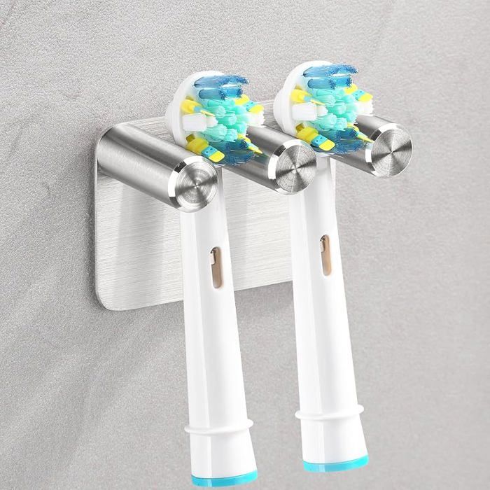 Porte Brosse à Dents MuralAuto Adhésif Support Brosse a Dent Electrique en Acier Inoxydable 304 pour 2 Argenté 2 Brosse