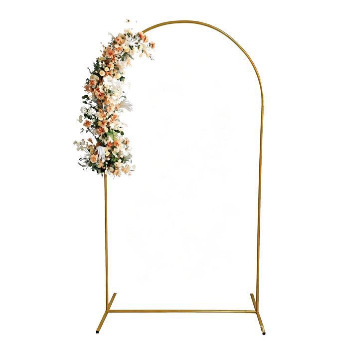 Arche Métallique Dorée 0.65x1.5m - Portique de Décoration Réglable pour Mariage Fête - Support de Scène Réutilisable